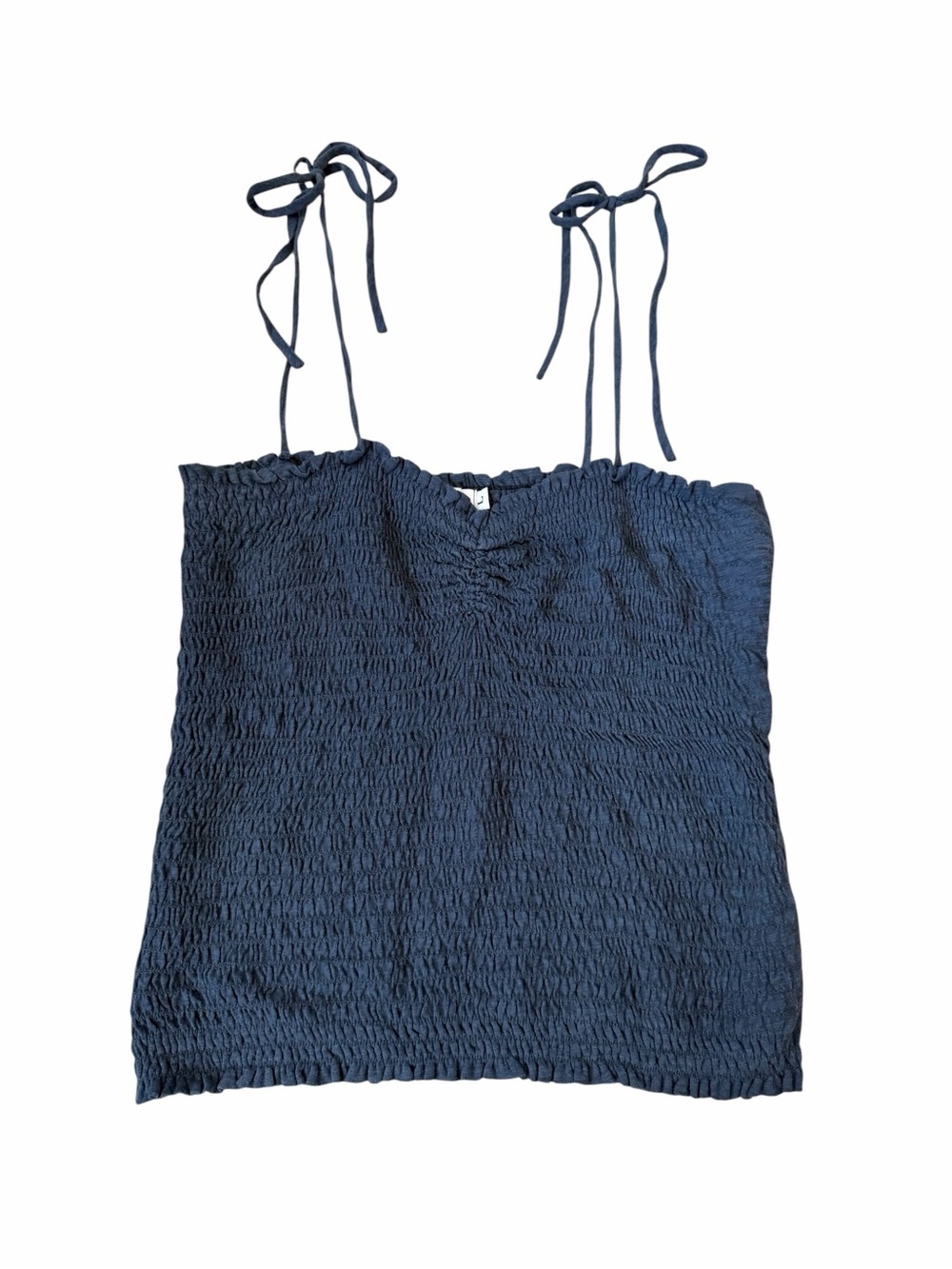 Nectar Clothing Navy Smocked Tie-Strap Tank Top Ruched Summer Size Large